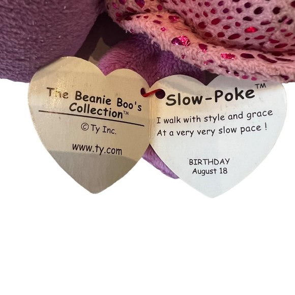 Ty Beanie Boo Slow-Poke Turtle Plush Pink Purple 2014 Stuffed Animal Toy - Picture 7 of 10